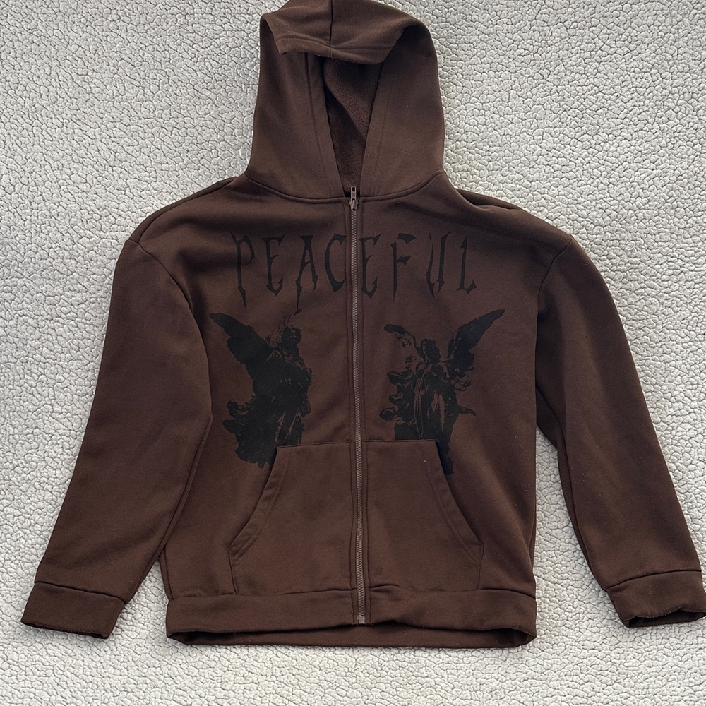 Brown Men’s Hoodie with Graphic Print